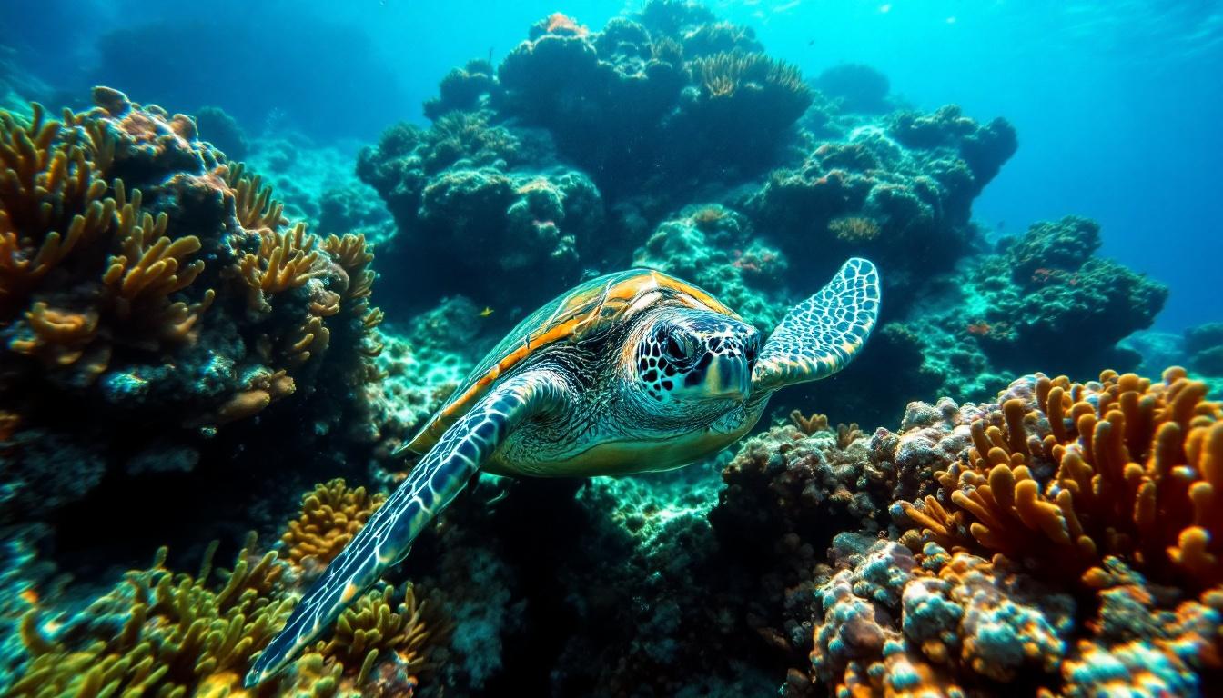 Rencontre avec tortue marine à Saint-Leu